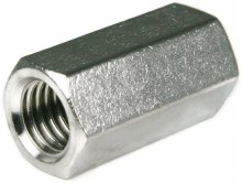 COUPLING, ROD 1/4"-20 x 3/8" x 7/8" ,  ZINC PLATED , JAR OF 100