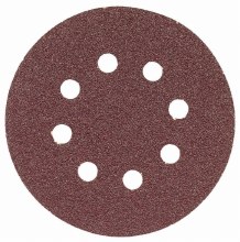 SANDPAPER, 5", HOOK-N-LOOP, 40 GRIT, 5 PAK- 8 HOLE