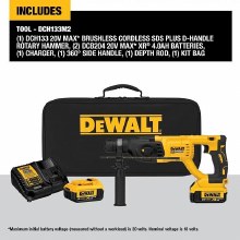 Additional picture of Hammer Rotary SDS Plus 20V Cordless Brushless Kit Dewalt (2) Batteries 4.0 Ah (1) Charger (1) Depth Rod (1) Kit Bag
