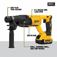 Additional picture of Hammer Rotary SDS Plus 20V Cordless Brushless Kit Dewalt (2) Batteries 4.0 Ah (1) Charger (1) Depth Rod (1) Kit Bag