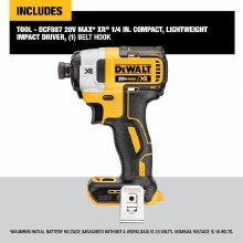 Additional picture of Impact Driver 20V Max XR 1/4" 3-Speed Dewalt (Bare Tool)