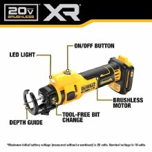 Additional picture of Cut-Out Tool Drywall 20V Max 1/4" & 1/8" Cordless Dewalt (Bare Tool)