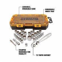 Additional picture of Socket Set (SAE & Metric) 1/4" & 3/8" Drive Dewalt 34-Piece