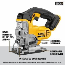 Additional picture of Jig Saw 20V Max Cordless Variable Speed Dewalt (Bare Tool)