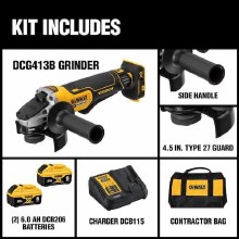 Additional picture of Grinder 20V Max XR Cordless Brushless 4-1/2" Paddle Switch w/E-Clutch Kit Dewalt (2) Batteries (1) Charger (1) Bag