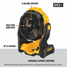 Additional picture of FAN, JOBSITE, 20VRUN UP TO 7.5 HRS ON BATTERY- BARE TOOL  ( OR USE OPTIONAL CORD)