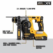 Additional picture of Hammer Rotary SDS Plus L-Shape 1" 20V Max XR Cordless Brushless Kit Dewalt (2) Batteries (1) Charger (1) Case