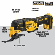 Additional picture of Oscillating Multi Tool 20V Max Atomic Cordless Brushless Variable Speed Dewalt (Bare Tool)