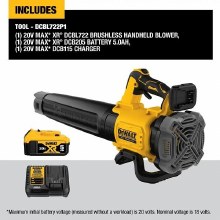 Additional picture of Blower Kit 20V Max XR Cordless Brushless Handheld Dewalt (1) Battery (1) Charger