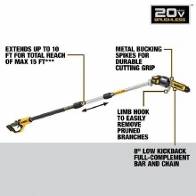 Additional picture of Saw Pole 20V Max XR Cordless Brushless 8" Bar 15' Reach Kit (1) Battery (1) Charger (1) Extension Pole