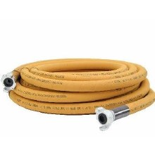 2 ID X 50 FT WIRE-BRAID YELLOW AIR HOSE HEAVY DUTY ASSEMBLY W/ UNIVERSALS & 4-BOLT CLAMPS (ASSEMBLY RATED TO 150 PSI)