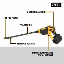 Additional picture of Power Cleaner 20V Max 550 PSI Cold Water w/4 Spray Nozzles Dewalt (Bare Tool)