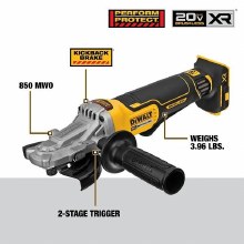 Additional picture of Grinder Angle  20V Max XR 5" Flathead Paddle Switch w/Kickback Brake Dewalt (Bare Tool)