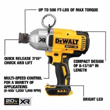 Additional picture of Impact Wrench 20V Max XR Cordless Brushless High Torque W/Quick Release 7/16" Detent Chuck Dewalt (Bare Tool)