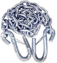 CHAIN, SAFETY, CLASS 11, 1/4" X 5', 7/16" S-HOOKS, W/ SAFETY STRAP