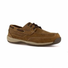 SHOE, BOAT CRAZY HORSE BROWN LEATHER, STEEL TOE ROCKPORT