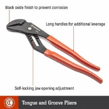Additional picture of Pliers 12" Straight Jaw Tongue & Groove Dipped Handle