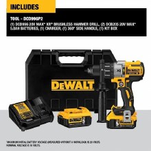 Additional picture of Drill Hammer Kit 20V Max XR 3 Speed 1/2" Cordless Brushless Kit Dewalt (2) Batteries (1) Charger (1) Case