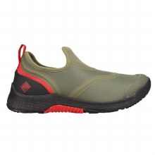 BOOT, OUTSCAPE SLIP-ON, BURNT OLIVE/RIBBON RED/BLACK, MUCK