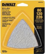SANDPAPER ASSORTMENT, HOOK and LOOP TRIANGLE, 12-Pack, 80, 120, 220 GRIT