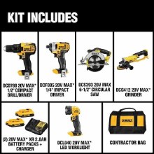 Additional picture of Kit Combo 2-Tool (DCD1007 & DCF845) 20V Max Cordless Brushless Compact Dewalt (2) Batteries (1) Charger (1) Tool Bag