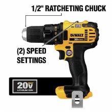 Additional picture of Kit Combo 2-Tool (DCD1007 & DCF845) 20V Max Cordless Brushless Compact Dewalt (2) Batteries (1) Charger (1) Tool Bag