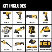 Additional picture of Tool Combo Kit 20V Max Dewalt 10-Tool w/(2) Batteries (1) Charger (1) Bag