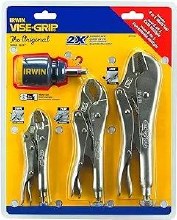 SET, 3 PC LOCKING PLIERS ORIGINAL, W/8-IN-1 TOOL. IRWIN/VISE GRIP