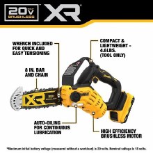 Additional picture of Saw Pruning Chainsaw 20V Max XR Cordless Brushless 8" Kit Dewalt  (1) Battery (1) Charger