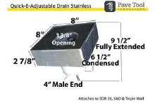 Additional picture of Drain, Quick-E-Adjustable Patio Drain - Stainless- 4" Pipe