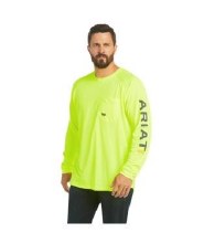 TSHIRT, REBAR HEAT FIGHTER LONG SLEEVE NEON LIME, ARIAT TSHIRT, REBAR HEAT FIGHTER LONG SLEEVE NEON LIME, ARIAT