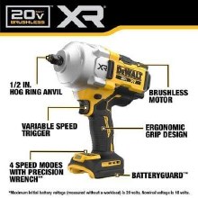 Additional picture of IMPACT 20V MAX XRÂ® BRUSHLESS CORDLESS 1/2 IN HIGH TORQUE IMPACT WRENCH WITH HOG RING ANVIL (BARE TOOL)