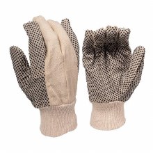 GLOVES, RAG WOOL KNIT, W/ BLACK DOTS (DOZEN PAIR)