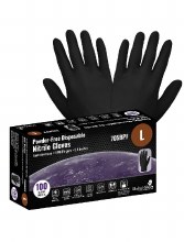 GLOVES, DISPOSABLE, NITRILE BLACK 5 MIL 9.5" 100 PER BOX