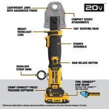 Additional picture of PRESS TOOL, COMPACT  1/2"-1-1/4" INCLUDES 4 DIES , CHARGER, 2-4AH BATTERIES