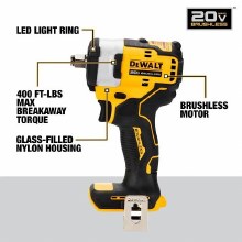 Additional picture of Impact Wrench 20V Max 1/2" Cordless w/Hog Ring Anvil  Dewalt (Bare Tool)