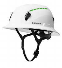 HARD HAT, FULL BRIM TYPE 2, CHIN STRAP WHITE VENTED RATCHET BACK