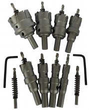 Additional picture of HOLE SAW, CARBIDE TIPPED CUTTER SET KIT 8 PIECE 5/8" 3/4" 1" 1-1/4" 1-1/2" 1-3/4" 2"