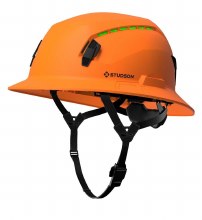 HARD HAT, FULL BRIM TYPE 2, CHIN STRAP HI VIS ORANGE VENTED RATCHET BACK