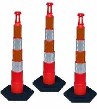 CHANNELIZER,STACKABLE RING TOP, 42", (4) 6" WHITE & ORANGE BANDS INCLUDES BASE (HBT-010-BA 10LB)