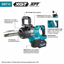 Additional picture of IMPACT WRENCH, MAKITA 1" 2,950 FTLB 40V MAX XGT CORDLESS 2 BATTERIES CHARGER
