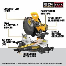 Additional picture of Saw Miter Double Bevel Sliding 60V Max Cordless Brushless Kit Dewalt (1) Battery (1) Charger