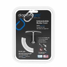 STARTER ROPE 2.8mm x 40" DIAMOND CORD W/ SMALL GRIP SILVER and BLACK