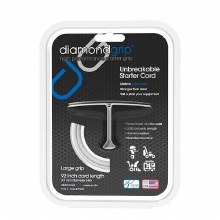 STARTER ROPE 3.2mm x 92" DIAMOND CORD W/ LARGE GRIP- SILVER and BLACK