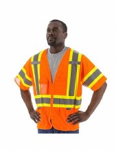 VEST, SAFETY, ORANGE, CLASS 3 , MESH-ZIPPER, WITH POCKET