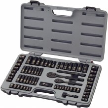 TOOL SET, SOCKET SET BLACK CHROME 69 PC  1/4" and 3/8"  STANLEY