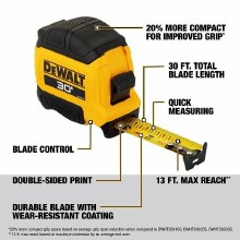 Additional picture of Tape Measure 30' Compact Dewalt