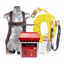 ROOFER'S FALL PROTECTION KIT-BUCKET, HARNESS 25' ROPE  LANYARD, ROOF ANCHOR, ROPE GRAB