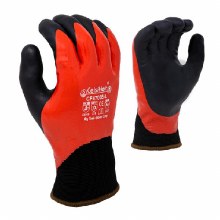 GLOVES, DOUBLE DIPPED, FULLY COATED NITRILE BLACK FOAM PALM 13 GAUGE HDPE SHELL 7 GAUGE TERRY LINED ANSI A4- DOZEN