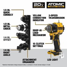 Additional picture of Drill Driver Multihead 20V Max Atomic Dewalt (Bare Tool)